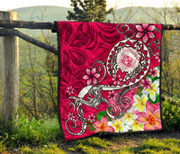 Hawaii Polynesian Premium Quilt - Hawaii Seal With Turtle Plumeria (Pink) - Polynesian Pride