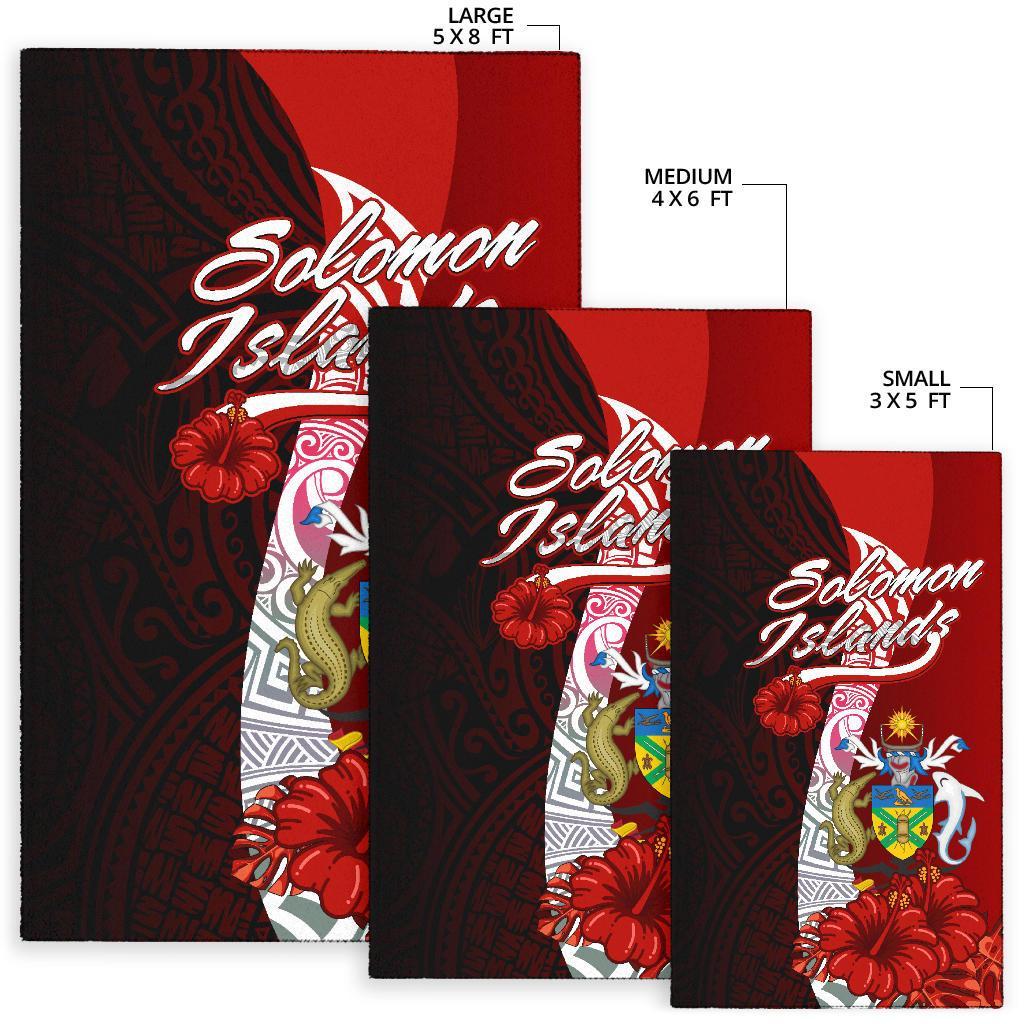 Solomon Islands Polynesian Area Rug - Coat Of Arm With Hibiscus - Polynesian Pride