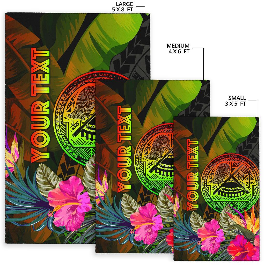 American Samoa Polynesian Personalised Area Rug - Hibiscus and Banana Leaves - Polynesian Pride