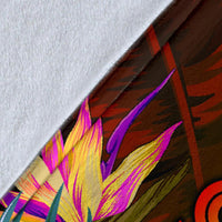 Federated States of Micronesia Polynesian Personalised Premium Blanket - Hibiscus and Banana Leaves - Polynesian Pride