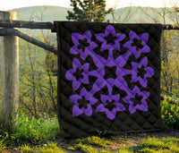 Hawaiian Premium Quilt Royal Pattern - Black And Purple - A1 Style - Polynesian Pride