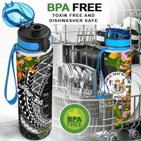 Niue Custom Personalised Hydro Tracking Bottle - Seal Spiral Polynesian Patterns - Polynesian Pride