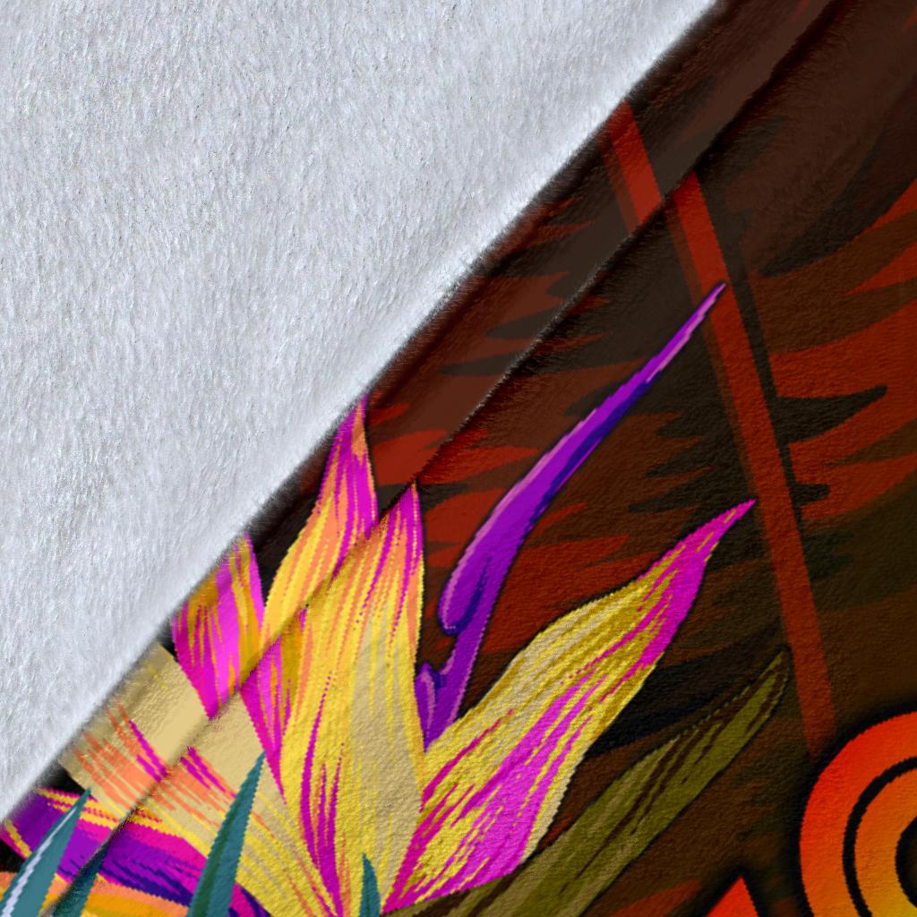 Pohnpei Polynesian Personalised Premium Blanket - Hibiscus and Banana Leaves - Polynesian Pride