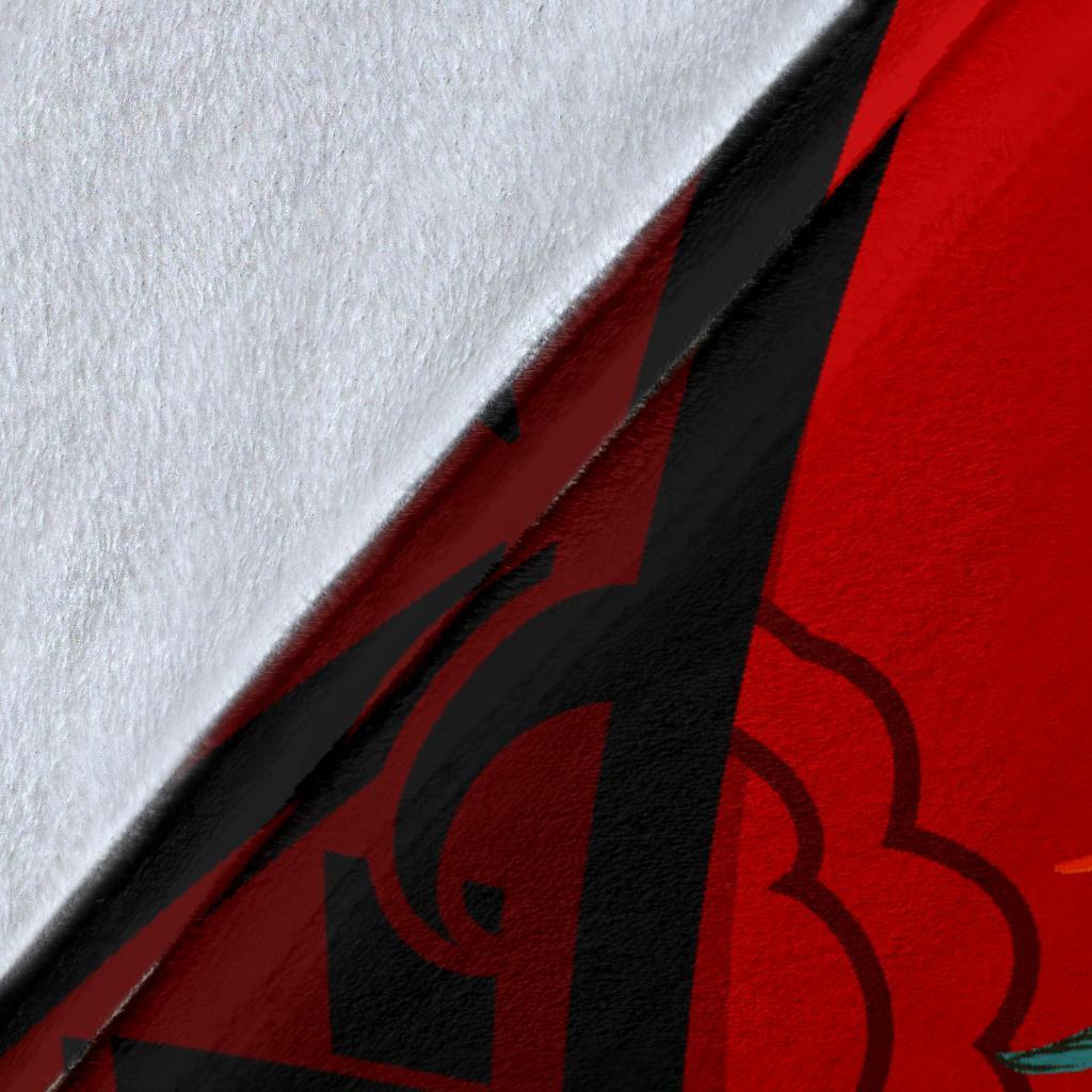 Pohnpei Premium Blanket - Polynesian Hook And Hibiscus (Red) - Polynesian Pride