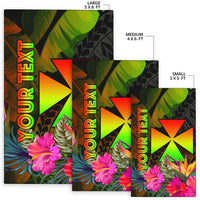 Wallis and Futuna Polynesian Personalised Area Rug - Hibiscus and Banana Leaves - Polynesian Pride