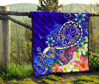 Hawaii Premium Quilt - Turtle Plumeria Polynesian Tattoo Blue Color - Polynesian Pride