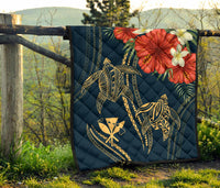 Hawaii Polynesian Turtle Hibiscus Premium Quilt - Nolan Style - Polynesian Pride