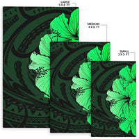 Royal Hibiscus Polynesian Tribal Area Rug Green AH - Polynesian Pride