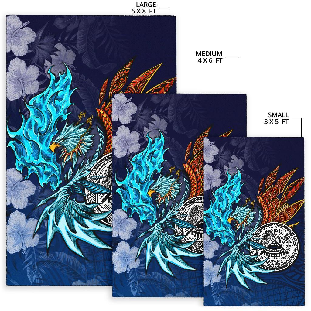 American Samoa Polynesian Area Rug - Blue Polynesian Eagle - Polynesian Pride