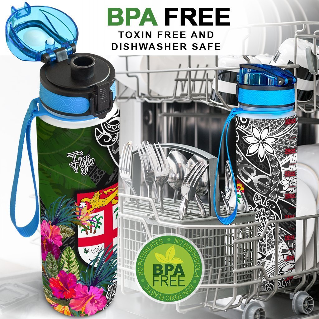 Fiji Hydro Tracking Bottle - Turtle Plumeria Banana Leaf - Polynesian Pride