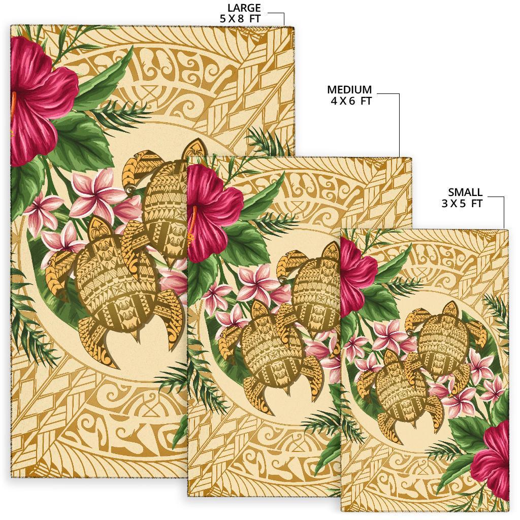 hawaii Rug - Turtle Strong Pattern Hibiscus Plumeria AH - Polynesian Pride