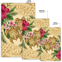 hawaii Rug - Turtle Strong Pattern Hibiscus Plumeria AH - Polynesian Pride