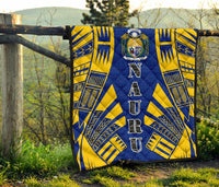 Nauru Premium Quilt - Nauru Coat Of Arms Polynesian Yellow Tattoo - Polynesian Pride