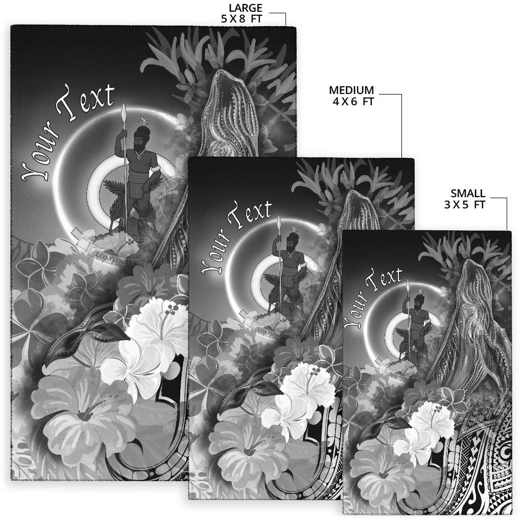 Vanuatu Custom Personalised Area Rug - Humpback Whale with Tropical Flowers (White) - Polynesian Pride