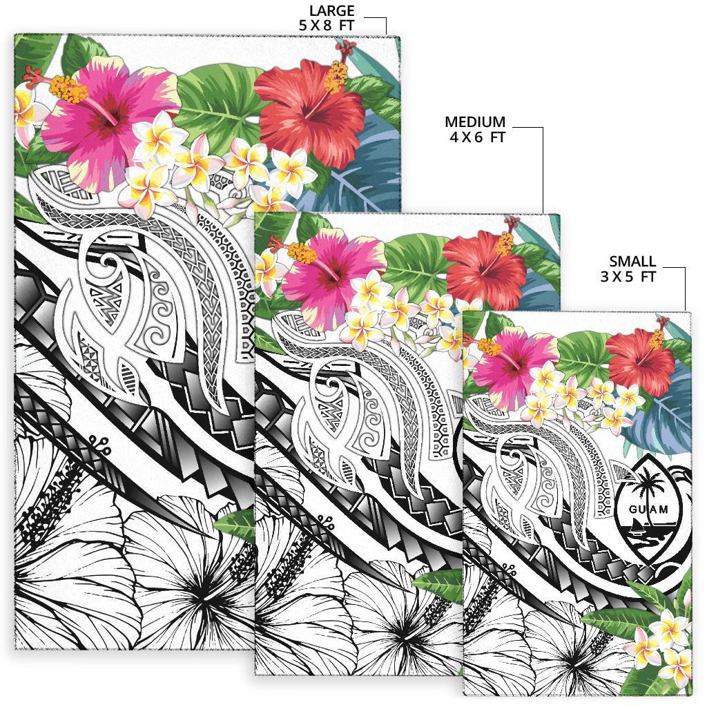 Guam Polynesian Area Rug - Summer Plumeria (White) - Polynesian Pride