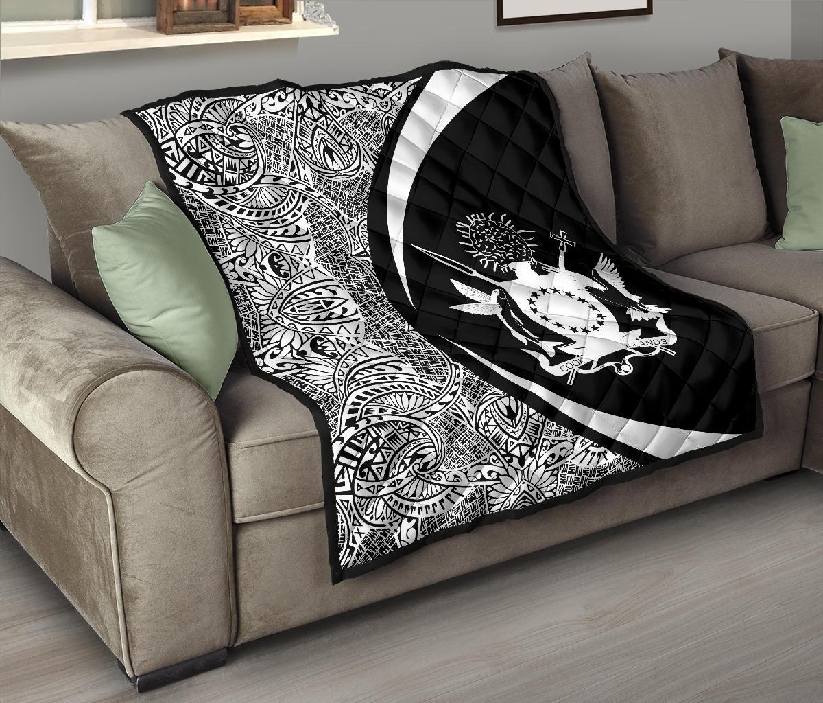 Cook Islands Coat Of Arms Polynesian Premium Quilt - Circle Style - 01 - Polynesian Pride