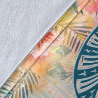 Hawaii Turtle Ohana Stary Night Hibiscus Premium Blanket - Polynesian Pride