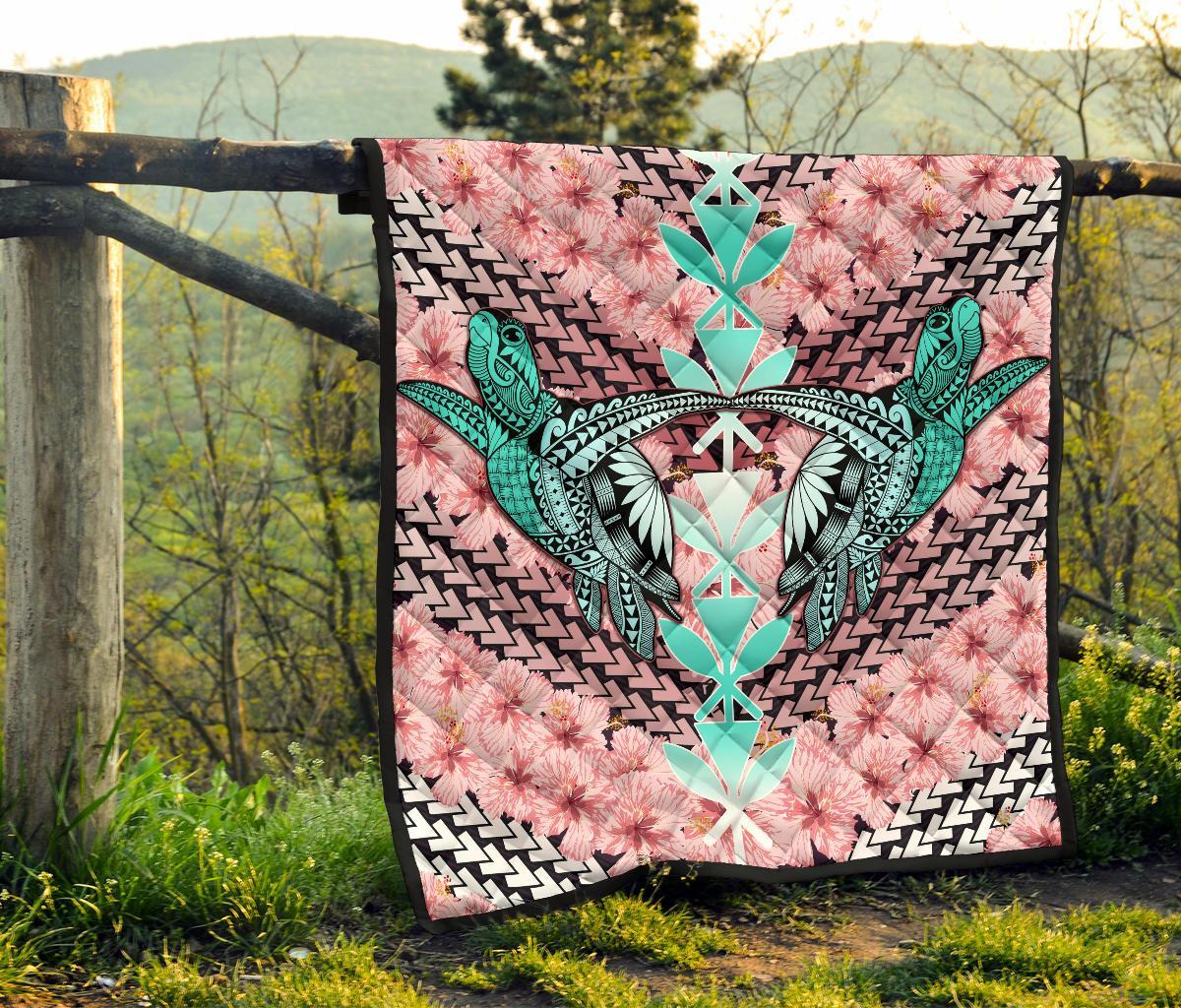 Hawaii Turtle Kanaka Hibiscus Tropical Polynesian Premium Quilt - Sweet Style - AH - Polynesian Pride
