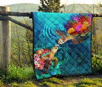 Hawaii Polynesian Premium Quilt - Sea Turtle Coral Treasure - Polynesian Pride