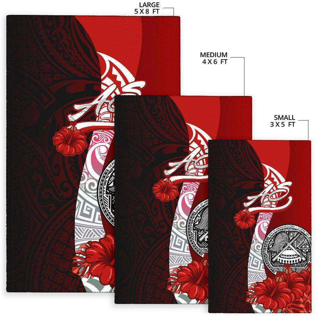 American Samoa Polynesian Area Rug - Coat Of Arm With Hibiscus - Polynesian Pride