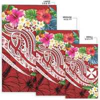 Wallis and Futuna Polynesian Area Rug - Summer Plumeria (Red) - Polynesian Pride
