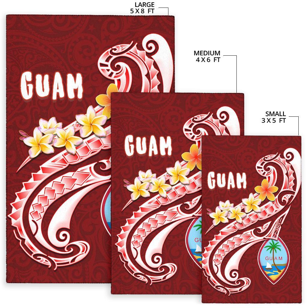 Guam Area Rug - Guam Seal Polynesian Patterns Plumeria (Red) - Polynesian Pride