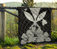 Hawaiian Kanaka Premium Quilt Hibiscus Polynesian Love Gray - Polynesian Pride