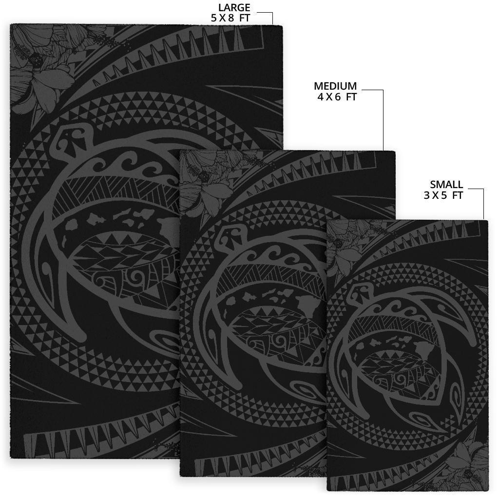 Hawaiian Kanaka Honu Hibiscus Tornado Polynesian Area Rug AH - Polynesian Pride