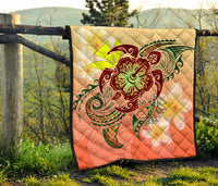 Hawaii Turtle Kanaka Plumeria Hibiscus Premium Quilt - Kity Style - AH - Polynesian Pride