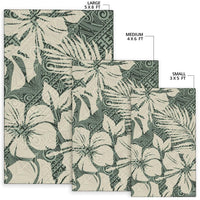 Polynesian Area Rug - Abstract Hibiscus Flowers With Tribal Background - Polynesian Pride
