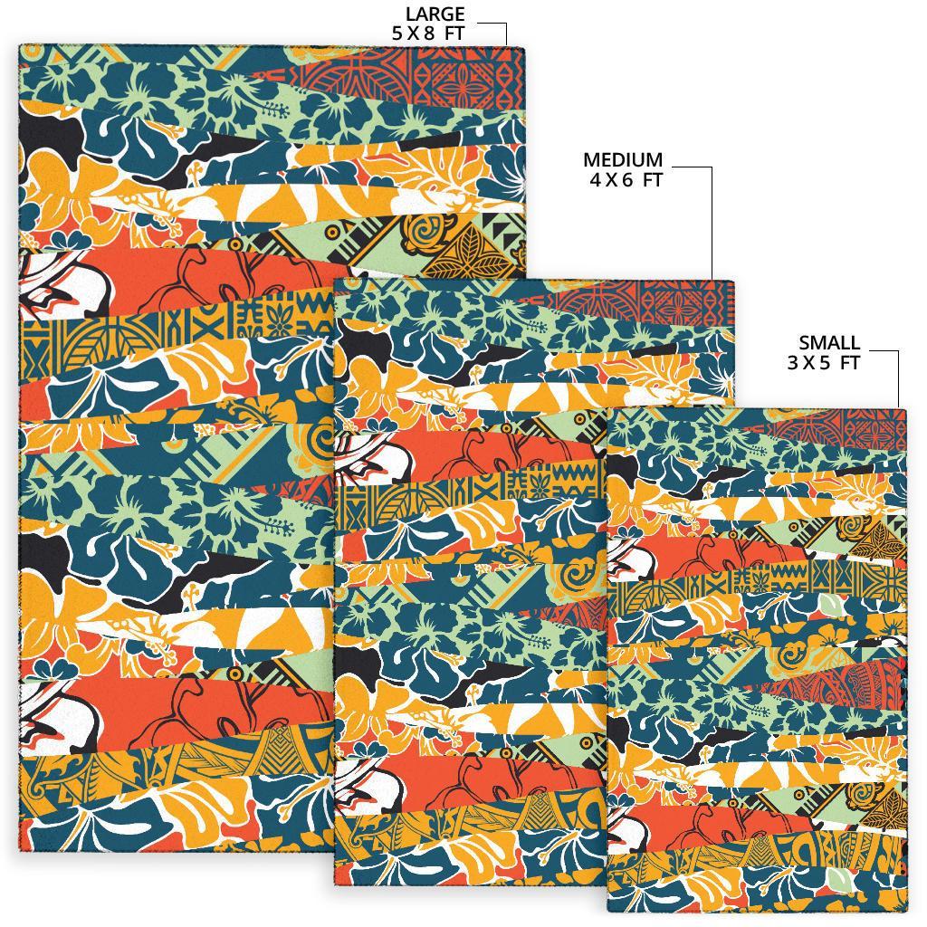 Polynesian Area Rug - Colorful Hibiscus Flowers Pattern - Polynesian Pride