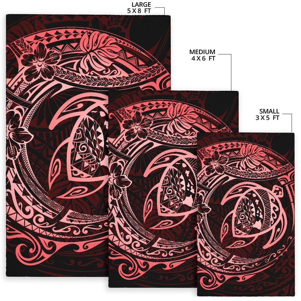 Hawaiian Map Turtle Polynesian Circle Rug AH - Polynesian Pride