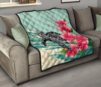 Hawaii Premium Quilt - Hawaii Turtles With Plumeria Classic Premium Quilt - Polynesian Pride