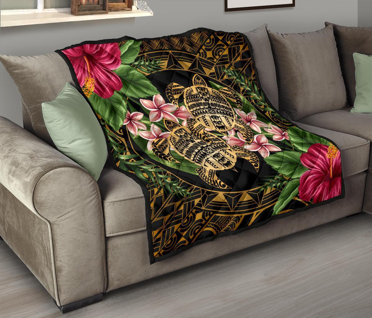Hawaii Premium Quilt - Turtle Strong Pattern Hibiscus Plumeria Art AH - Polynesian Pride