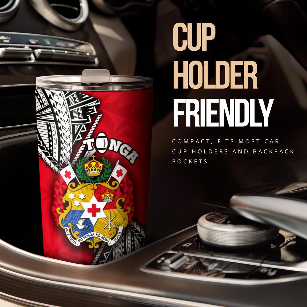 (Custom Personalised) Tonga Rugby Tumbler Polynesian Style Pinwheel - Custom Text and Number - Polynesian Pride
