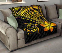 Hawaii Quilt - Hawaii Turtle Plumeria Quilt Yellow - Polynesian Pride