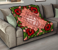 Hawaii Turtle Hibiscus Pink Premium Quilt - Polynesian Pride