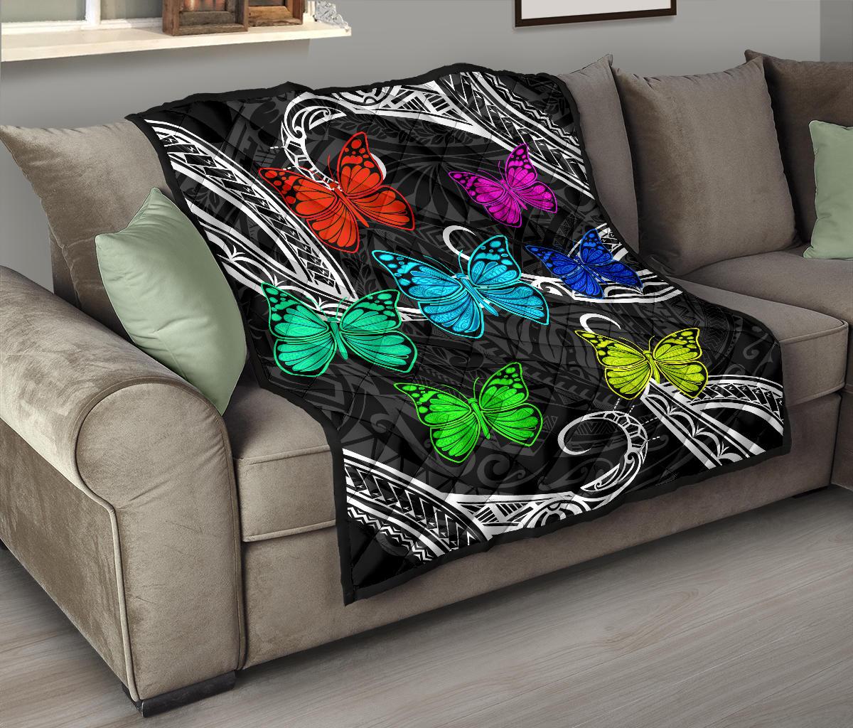 Hawaii Polynesian Butterflies Premium Quilt - Polynesian Pride