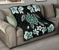 Hawaiian Greenie Turtle Plumeria Quilt - Polynesian Pride