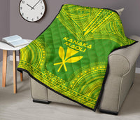 Hawaii Premium Quilt - Kanaka Maoli Polynesian Chief Green Version - Polynesian Pride