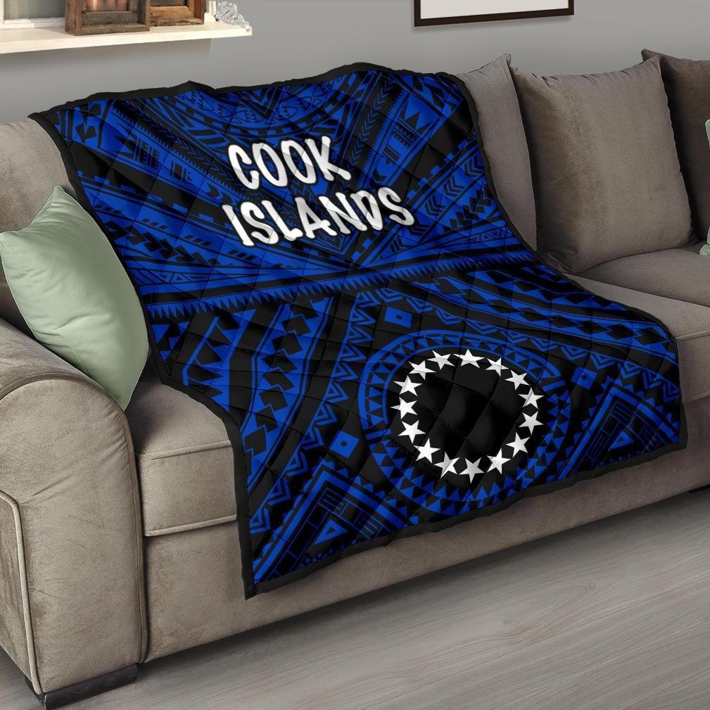 Cook Island Premium Quilt - Seal With Polynesian Tattoo Style ( Blue) Blue - Polynesian Pride
