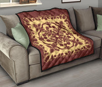 Hawaiian Premium Quilt Royal Pattern - Coral - Polynesian Pride