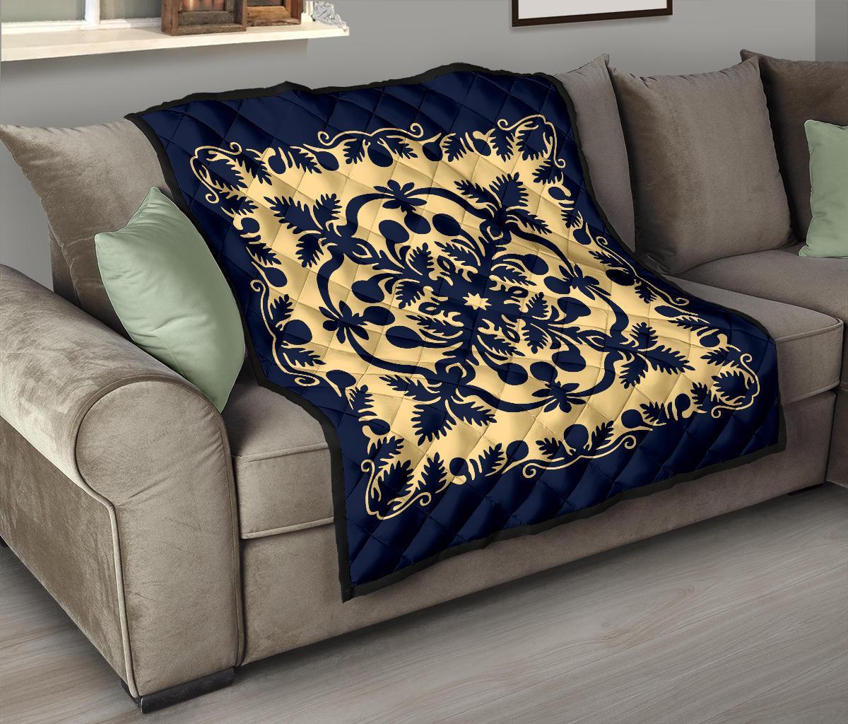 Hawaii Premium Quilt Royal Pattern - Indigo - Polynesian Pride