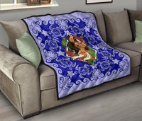 Hawaii Polynesian Premium Quilt - Hawaiian Dancing Girl Blue - Polynesian Pride