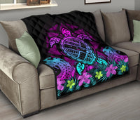 Hawaii Turtle Polynesian Turquoise Premium Quilt - Kuly Style - Polynesian Pride