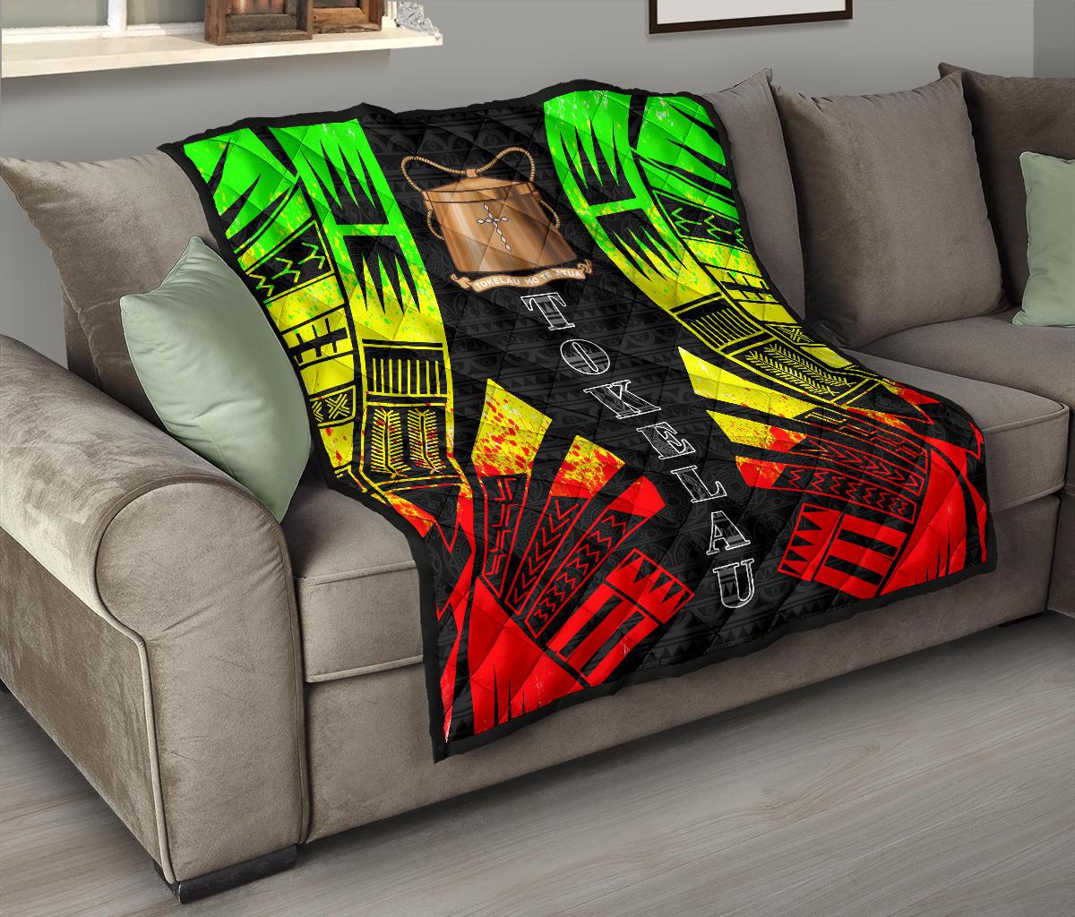Tokelau Premium Quilt - Tokelau Coat Of Arms Polynesian Reggae Tattoo - Polynesian Pride