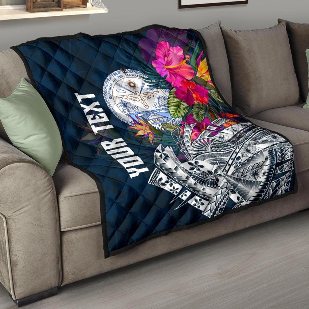 Marshall Island Custom Personalised Premium Quilt - Summer Vibes Blue - Polynesian Pride