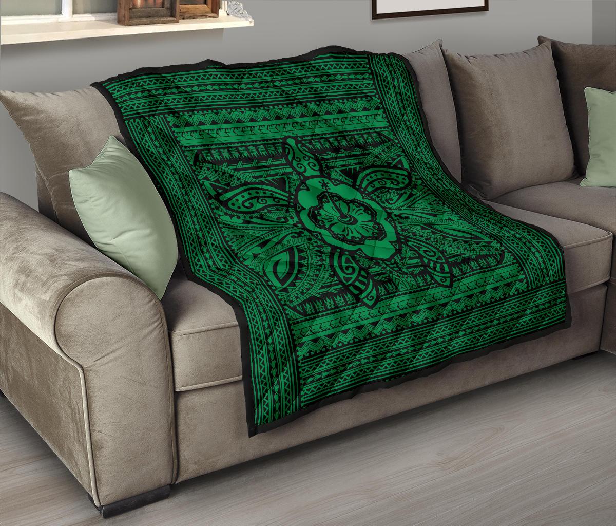 Hawaii Polyensian Turtle Premium Quilt Green - Polynesian Pride