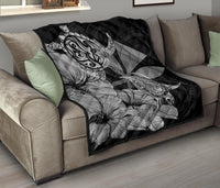 Hawaii Turtle Premium Quilt Polynesian Hibiscus Art Ver 2.0 Gray AH - Polynesian Pride