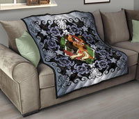 Hawaii Polynesian Premium Quilt - Hawaiian Dancing Girl Silver - Polynesian Pride